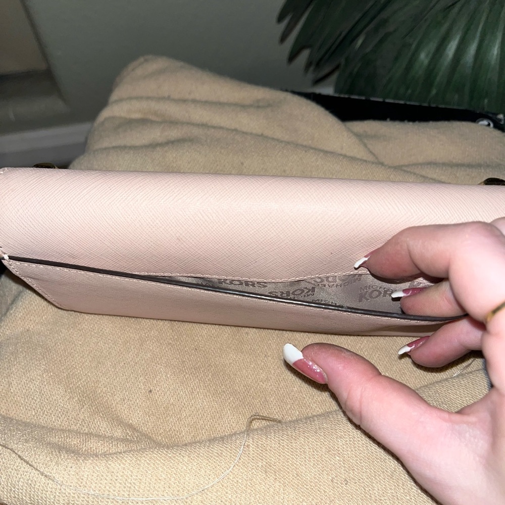 Michael Kors blush pink leather wallet with studs